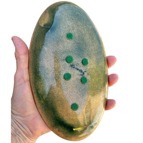 Mid-Century Modern Enamel On Copper Oval Dish By Kuverly 7.5" x 4.5" Decorative - Picture 8 of 9